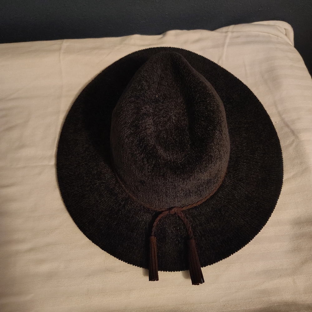 Altar'd State Charcoal / Brown Fedora with Tassel Accent Brim Hat